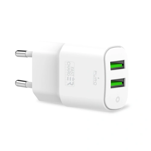 Kup PURO White Mini Încărcător Rapid de Călătorie 2x USB-A 12 W (alb) - PUR4113WHT - {ean13} - Sklep Home Screen