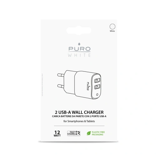 Kup PURO White Mini Travel Fast Charger 2x USB-A 12 W (white) - PUR4113WHT - {ean13} - Sklep Home Screen