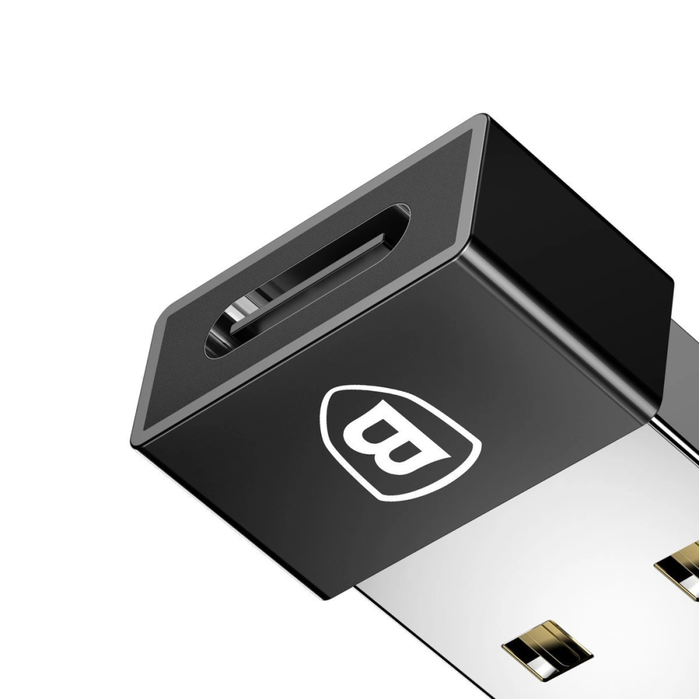 Adapter Baseus Exquisite USB do USB-C 2,4A (czarny)