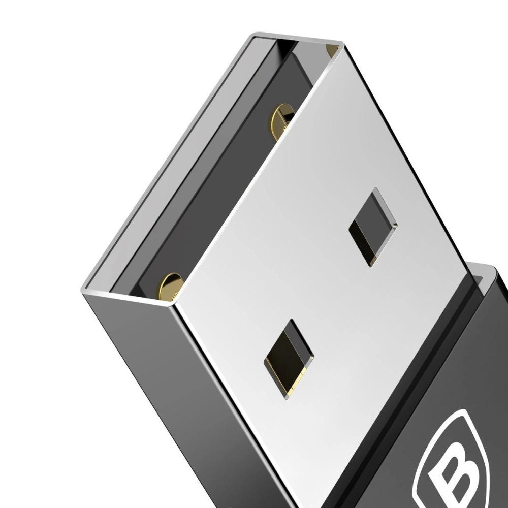 Adapter Baseus Exquisite USB do USB-C 2,4A (czarny)