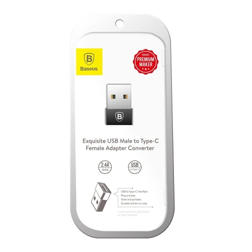 Kup Adapter Baseus Exquisite USB-C 2,4A-USB (fekete) - BSU1651BLK - {ean13} - Sklep Home Screen