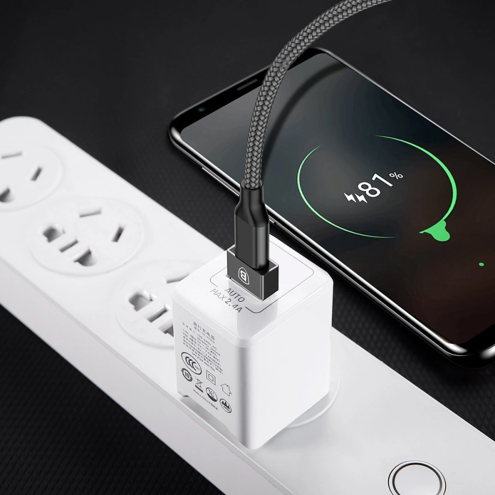 Adapter Baseus Exquisite USB do USB-C 2,4A (czarny)