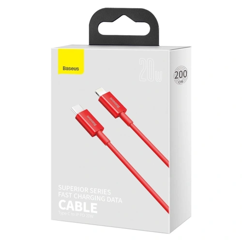 Kup USB-C a Lightning kábel Baseus Superior Series, 20W, PD, 2m (piros) - BSU2671RED - {ean13} - Sklep Home Screen