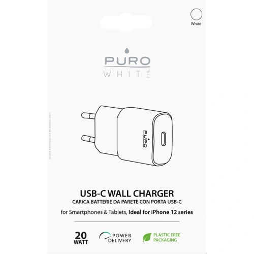 Kup Încărcător rapid mini PURO White USB-C Power Delivery 20W (alb) - PUR415WHT - {ean13} - Sklep Home Screen