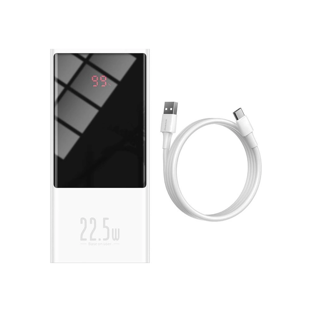 Powerbank Baseus Super Mini, 20000mAh, USB + USB-C, SCP, QC 3.0, PD, 22.5W (biały)