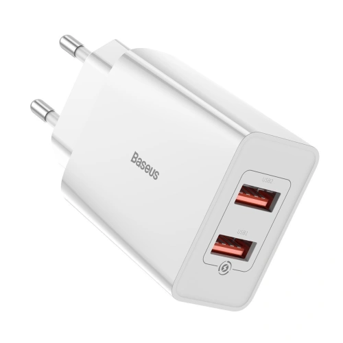 Kup Rychlá síťová nabíječka Baseus Speed Mini 2xUSB QC 3.0 18W (bílá) - BSU1650WHT - {ean13} - Sklep Home Screen
