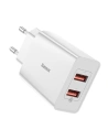 Încărcător rapid de rețea Baseus Speed Mini 2xUSB QC 3.0 18W (alb)