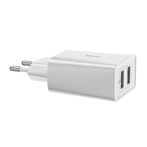 Kup Szybka ładowarka sieciowa Baseus Speed Mini 2xUSB QC 3.0 18W (biała) - BSU1650WHT - {ean13} - Sklep Home Screen