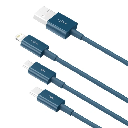 Kup Kabel USB 3w1 Baseus Superior Series, USB do micro USB / USB-C / Lightning, 3.5A, 1.2m (modrý) - BSU2681BLU - {ean13} - Sklep Home Screen