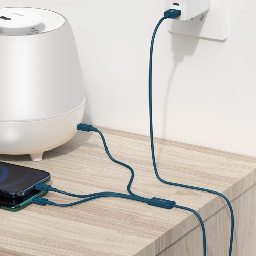 Kup Cablul USB 3w1 Baseus Superior Series, USB la micro USB / USB-C / Lightning, 3.5A, 1.2m (albastru) - BSU2681BLU - {ean13} - Sklep Home Screen