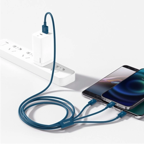 Kup Kabel USB 3w1 Baseus Superior Series, USB do micro USB / USB-C / Lightning, 3.5A, 1.2m (modrý) - BSU2681BLU - {ean13} - Sklep Home Screen