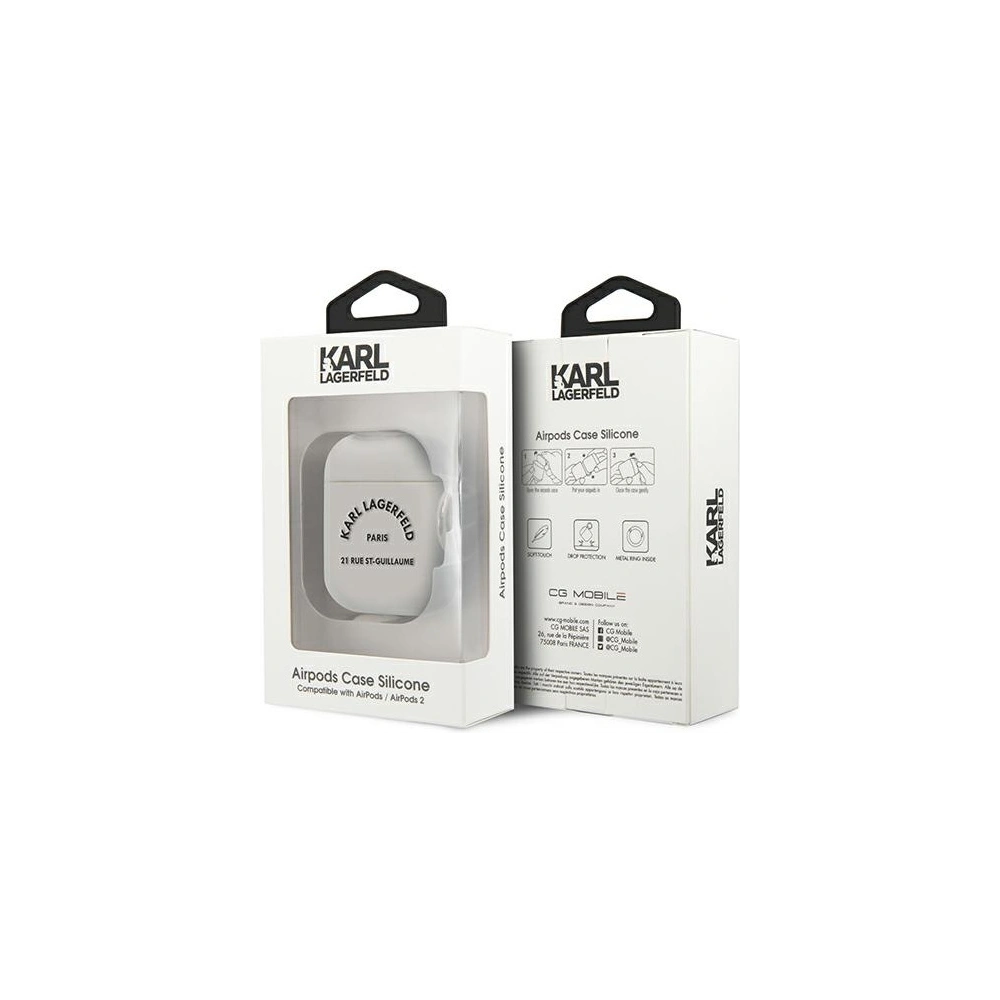 Etui Karl Lagerfeld KLACA2SILRSGWH Apple AirPods cover biały/white Silicone RSG
