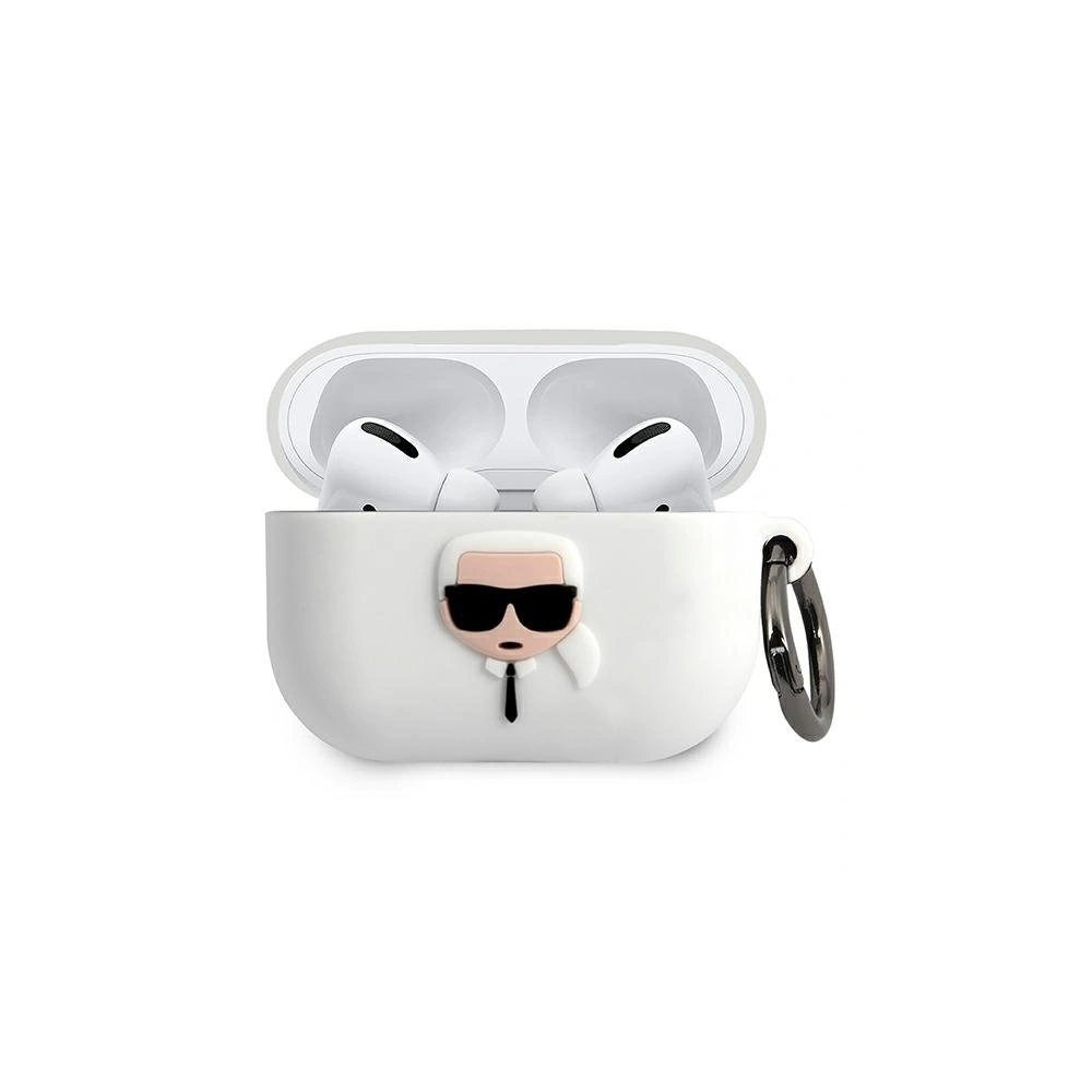 Etui Karl Lagerfeld KLACAPSILGLWH Apple AirPods Pro cover biały/white Silicone Ikonik