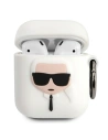Etui Karl Lagerfeld KLACCSILKHWH Apple AirPods kryt bílý/white silikonový Ikonik