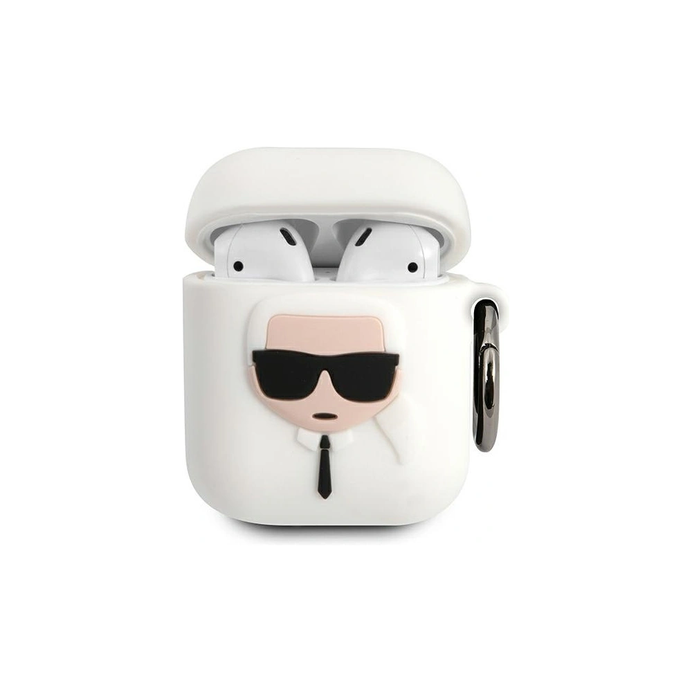 Etui Karl Lagerfeld KLACCSILKHWH Apple AirPods cover biały/white Silicone Ikonik