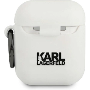 Kup Etui Karl Lagerfeld KLACCSILKHWH Apple AirPods cover biały/white Silicone Ikonik - KLD488WHT - {ean13} - Sklep Home Screen