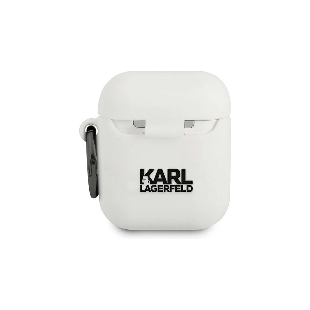 Etui Karl Lagerfeld KLACCSILKHWH Apple AirPods cover biały/white Silicone Ikonik