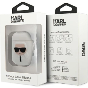 Kup Etui Karl Lagerfeld KLACCSILKHWH Apple AirPods cover biały/white Silicone Ikonik - KLD488WHT - {ean13} - Sklep Home Screen