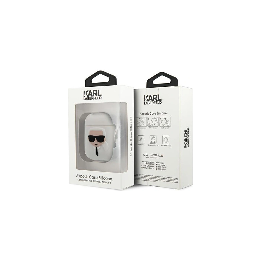 Etui Karl Lagerfeld KLACCSILKHWH Apple AirPods cover biały/white Silicone Ikonik