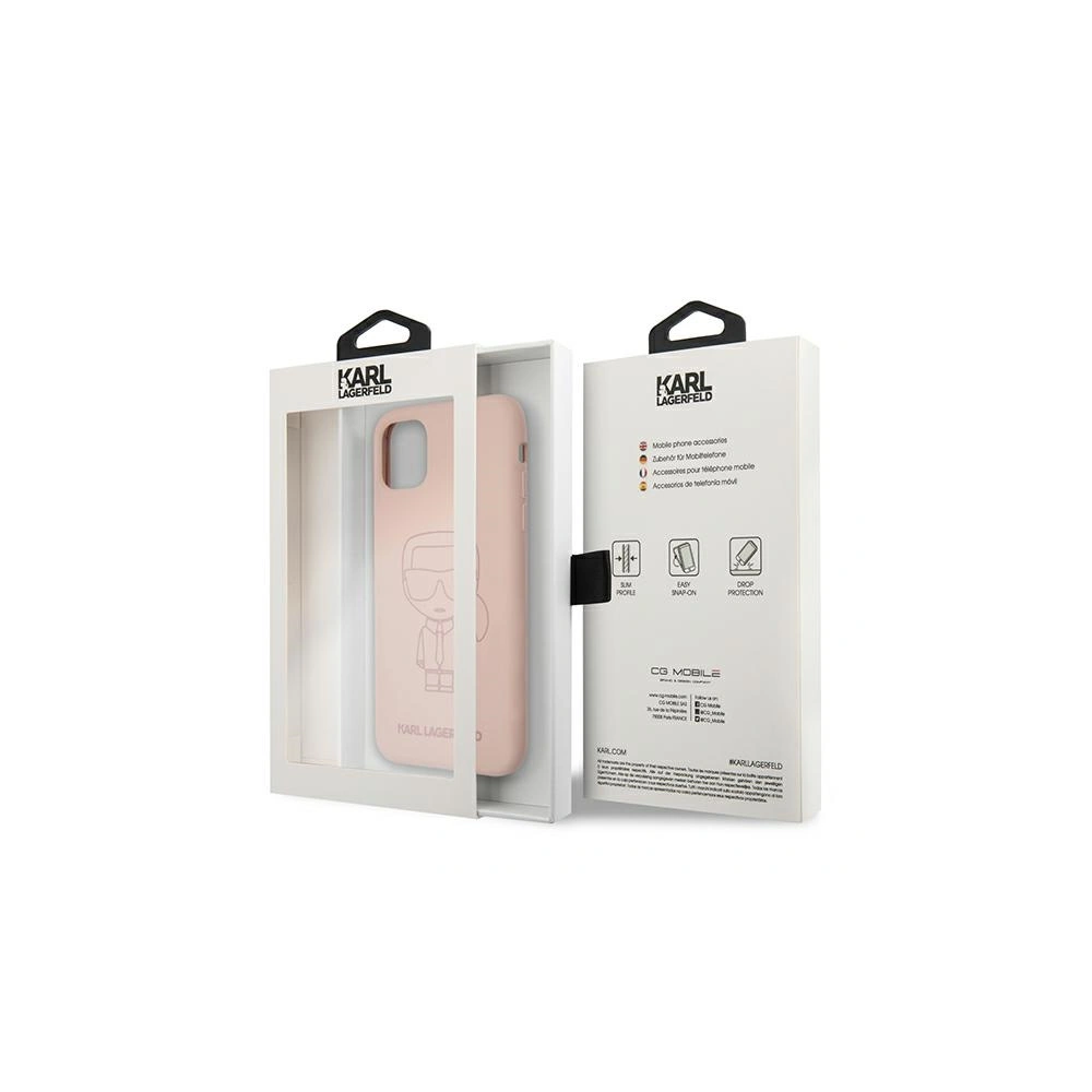 Etui Karl Lagerfeld KLHCN61SILTTPI Apple iPhone 11 Silicone Ikonik Outline różowy/pink