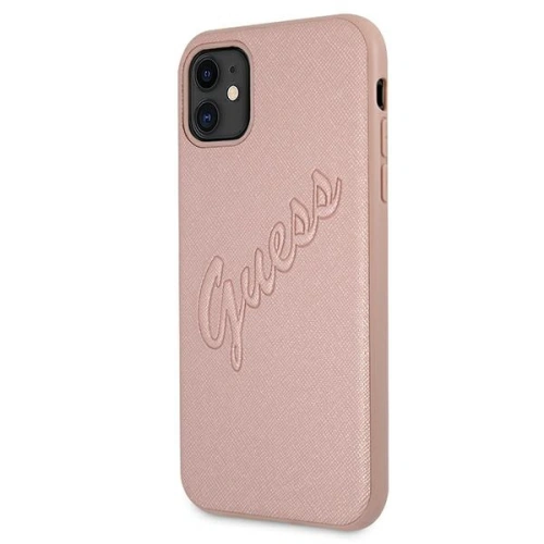 Kup Etui Guess GUHCN61RSAVSRG Apple iPhone 11 różowy/pink hardcase Saffiano Vintage Script - GUE986PNK - {ean13} - Sklep Home Screen