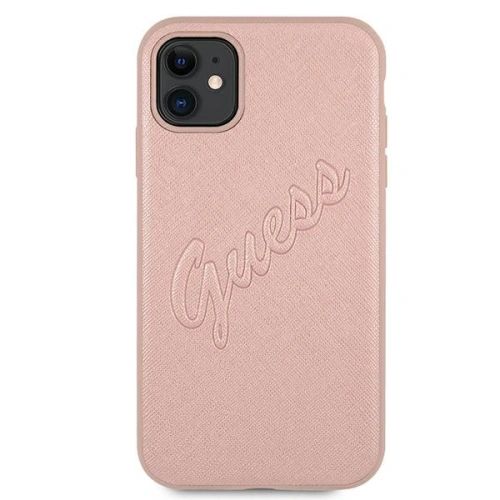 Kup Etui Guess GUHCN61RSAVSRG Apple iPhone 11 rózsaszín/pink hardcase Saffiano Vintage Script - GUE986PNK - {ean13} - Sklep Home Screen