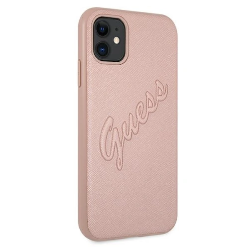 Kup Etui Guess GUHCN61RSAVSRG Apple iPhone 11 różowy/pink hardcase Saffiano Vintage Script - GUE986PNK - {ean13} - Sklep Home Screen
