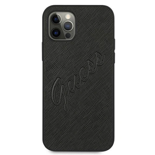 Kup Etui Guess GUHCP12LRSAVSBK Apple iPhone 12 Pro Max czarny/black hardcase Saffiano Vintage Script - GUE987BLK - {ean13} - Sklep Home Screen