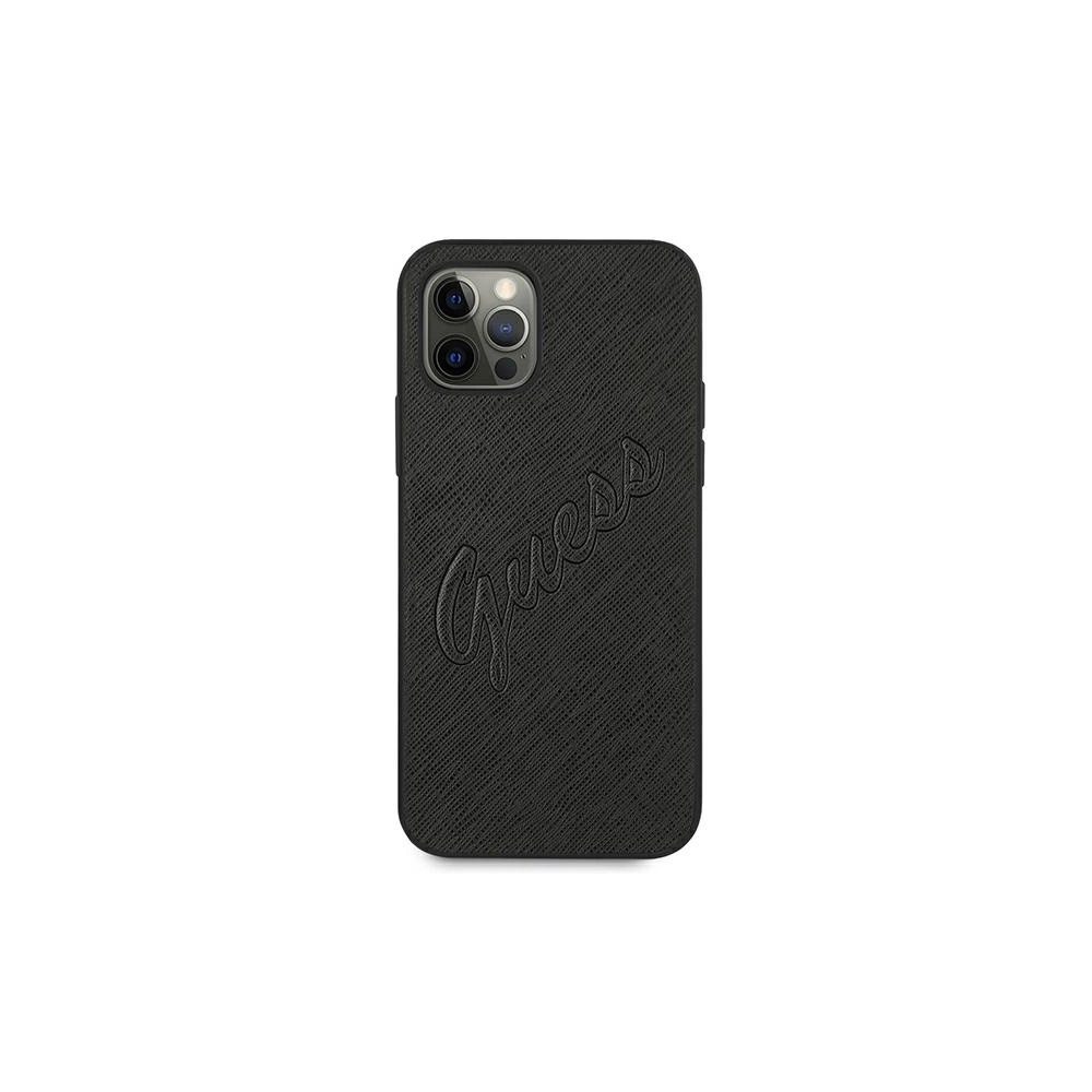 Etui Guess GUHCP12LRSAVSBK Apple iPhone 12 Pro Max czarny/black hardcase Saffiano Vintage Script