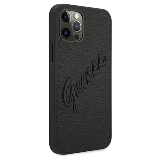 Kup Etui Guess GUHCP12LRSAVSBK Apple iPhone 12 Pro Max czarny/black hardcase Saffiano Vintage Script - GUE987BLK - {ean13} - Sklep Home Screen