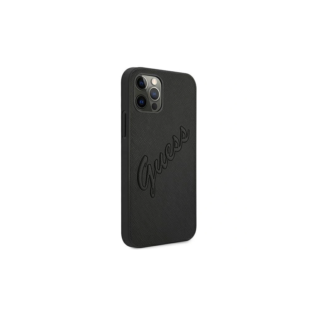 Etui Guess GUHCP12LRSAVSBK Apple iPhone 12 Pro Max czarny/black hardcase Saffiano Vintage Script