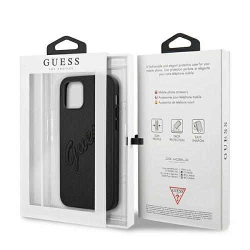 Kup Etui Guess GUHCP12LRSAVSBK Apple iPhone 12 Pro Max czarny/black hardcase Saffiano Vintage Script - GUE987BLK - {ean13} - Sklep Home Screen