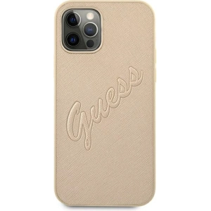 Buy Guess GUHCP12LRSAVSLG Apple iPhone 12 Pro Max gold hardcase Saffiano Vintage Script - GUE988GLD - {ean13} - Home Screen Store Europe