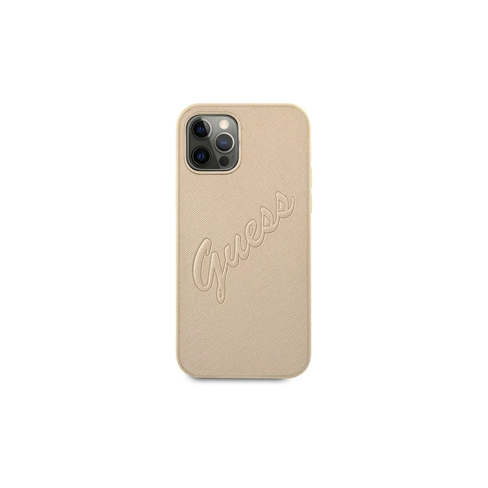 Etui Guess GUHCP12LRSAVSLG Apple iPhone 12 Pro Max złoty/gold hardcase Saffiano Vintage Script