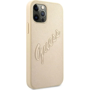 Buy Guess GUHCP12LRSAVSLG Apple iPhone 12 Pro Max gold hardcase Saffiano Vintage Script - GUE988GLD - {ean13} - Home Screen Store Europe