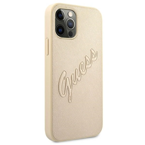 Kup Etui Guess GUHCP12LRSAVSLG Apple iPhone 12 Pro Max zlatý/gold hardcase Saffiano Vintage Script - GUE988GLD - {ean13} - Sklep Home Screen