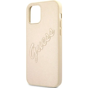 Buy Guess GUHCP12LRSAVSLG Apple iPhone 12 Pro Max gold hardcase Saffiano Vintage Script - GUE988GLD - {ean13} - Home Screen Store Europe
