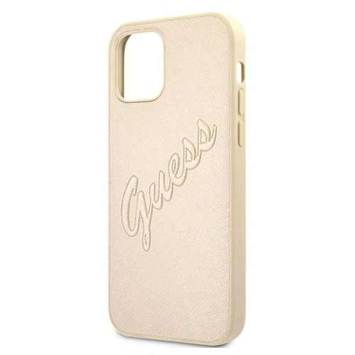 Kup Etui Guess GUHCP12LRSAVSLG Apple iPhone 12 Pro Max auriu/gold hardcase Saffiano Vintage Script - GUE988GLD - {ean13} - Sklep Home Screen