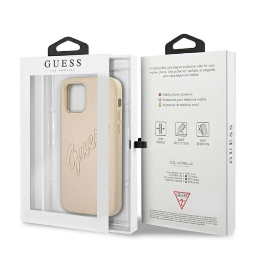 Kup Etui Guess GUHCP12LRSAVSLG Apple iPhone 12 Pro Max zlatý/gold hardcase Saffiano Vintage Script - GUE988GLD - {ean13} - Sklep Home Screen