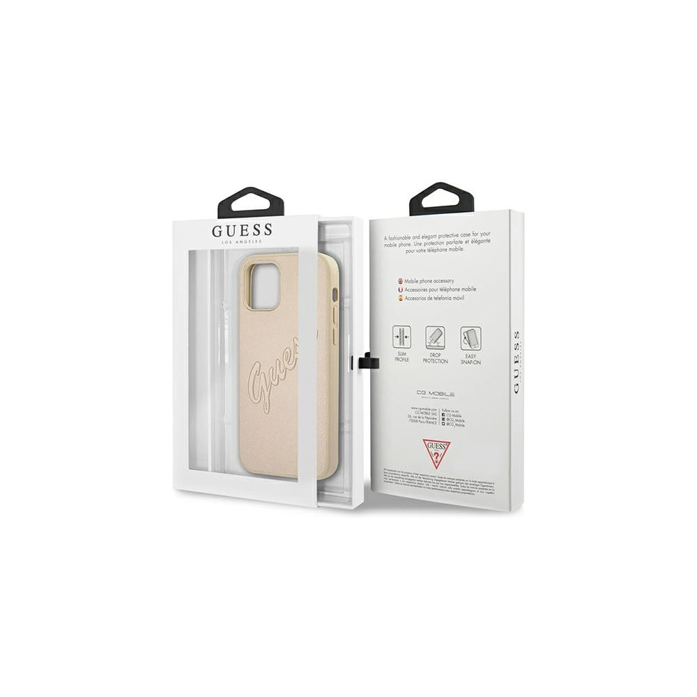 Etui Guess GUHCP12LRSAVSLG Apple iPhone 12 Pro Max złoty/gold hardcase Saffiano Vintage Script