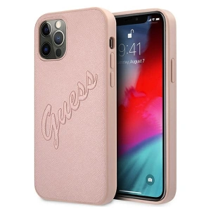 Kup Etui Guess GUHCP12LRSAVSRG Apple iPhone 12 Pro Max różowy/pink hardcase Saffiano Vintage Script - GUE989PNK - {ean13} - Sklep Home Screen