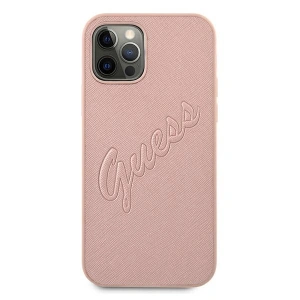 Buy Guess GUHCP12LRSAVSRG Apple iPhone 12 Pro Max pink hardcase Saffiano Vintage Script - GUE989PNK - {ean13} - Home Screen Store Europe