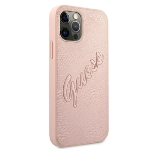 Buy Guess GUHCP12LRSAVSRG Apple iPhone 12 Pro Max pink hardcase Saffiano Vintage Script - GUE989PNK - {ean13} - Home Screen Store Europe