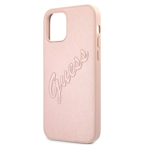Kup Etui Guess GUHCP12LRSAVSRG Apple iPhone 12 Pro Max różowy/pink hardcase Saffiano Vintage Script - GUE989PNK - {ean13} - Sklep Home Screen
