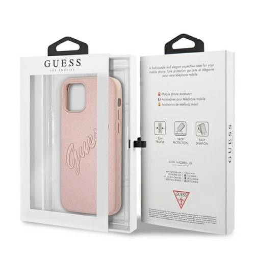 Kup Etui Guess GUHCP12LRSAVSRG Apple iPhone 12 Pro Max różowy/pink hardcase Saffiano Vintage Script - GUE989PNK - {ean13} - Sklep Home Screen