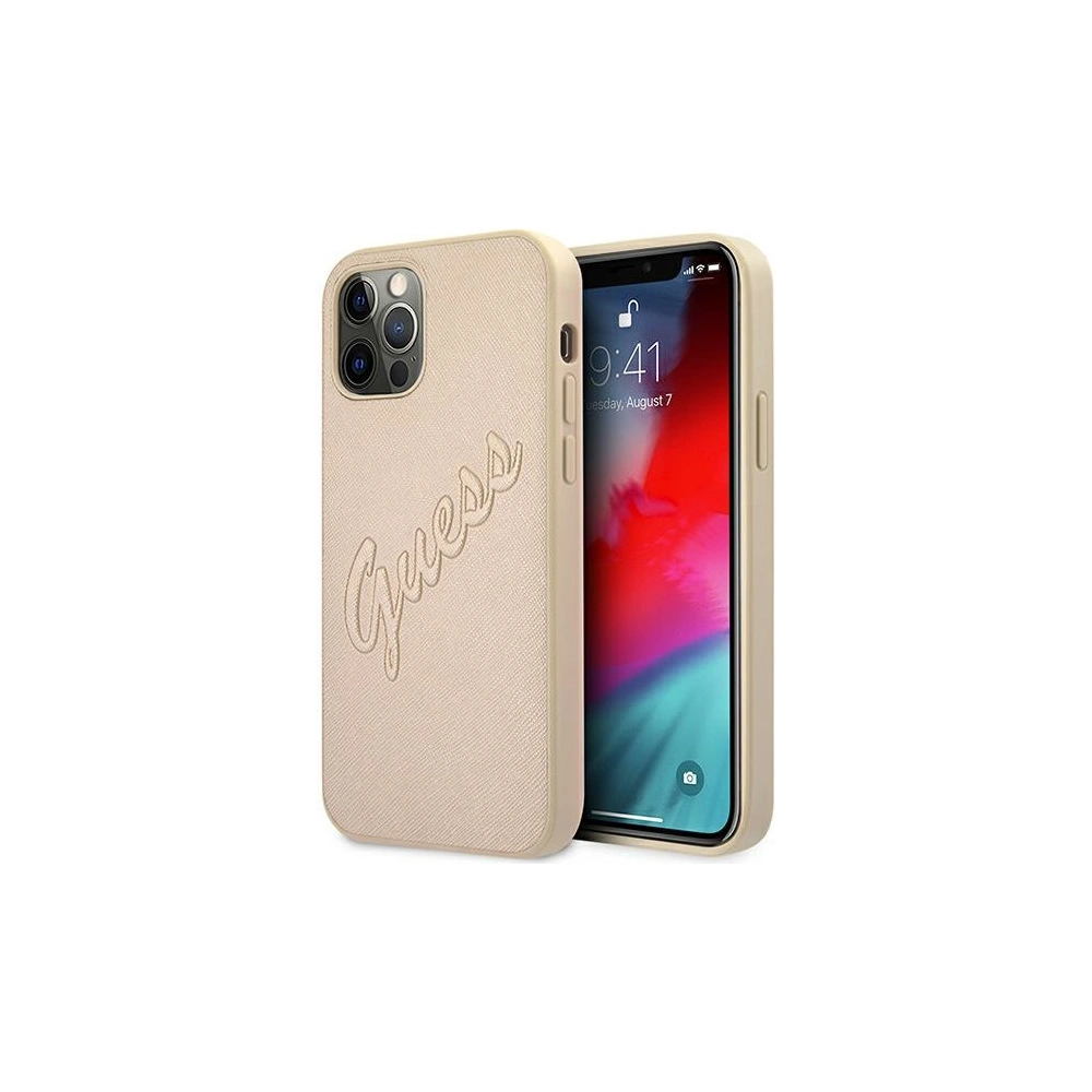 Etui Guess GUHCP12MRSAVSLG Apple iPhone 12/12 Pro złoty/gold hardcase Saffiano Vintage Script