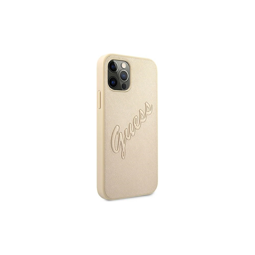Etui Guess GUHCP12MRSAVSLG Apple iPhone 12/12 Pro złoty/gold hardcase Saffiano Vintage Script