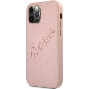 Kup Etui Guess GUHCP12MRSAVSRG Apple iPhone 12/12 Pro rózsaszín/pink kemény tok Saffiano Vintage Script - GUE992PNK - {ean13} - Sklep Home Screen