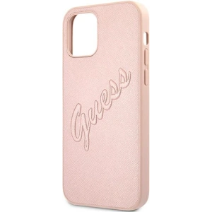 Kup Etui Guess GUHCP12MRSAVSRG Apple iPhone 12/12 Pro rózsaszín/pink kemény tok Saffiano Vintage Script - GUE992PNK - {ean13} - Sklep Home Screen