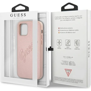 Kup Etui Guess GUHCP12MRSAVSRG Apple iPhone 12/12 Pro rózsaszín/pink kemény tok Saffiano Vintage Script - GUE992PNK - {ean13} - Sklep Home Screen